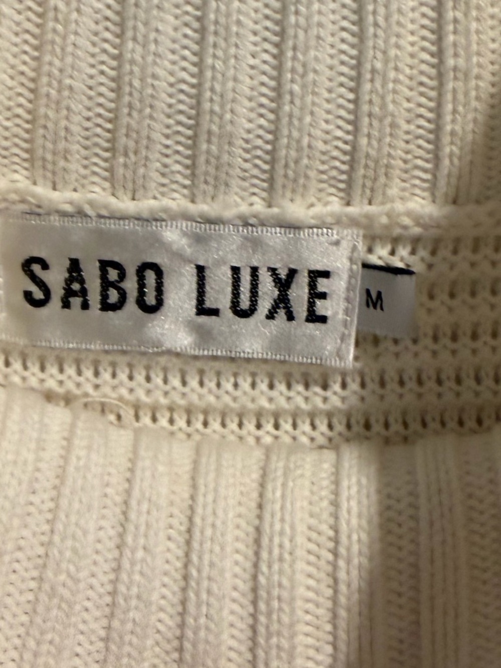 High-Low Ribbed Knit Dress in Cream - Picture 3 of 4